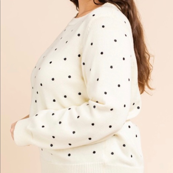 Ivory and black polka dot sweater! - Picture 2 of 3